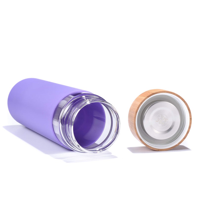 Yomious 20 Oz Borosilicate Glass Water Bottles with Silicone Sleeve BPA Free, Dishwasher Safe - Reusable Clear Glass Drinking with Leak Proof Bamboo Lid | Perfect Gym Water Bottles for Men & Women - Image 4